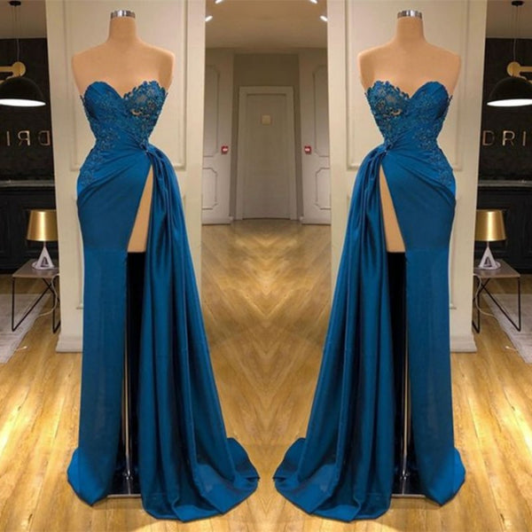 Sweetheart Lace Appliques Prom Dress Long With Split-Ballbella