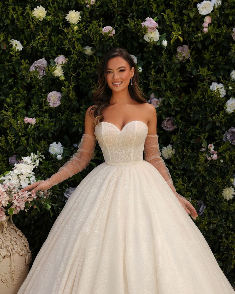 Sweetheart Long A-line Princess Glitter Sleeveless Lace Bridal Wear Long Sweetheart Long A-line Princess Glitter Sleeveless Lace Bridal Wear Long