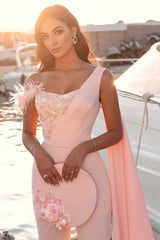 Sweetheart Sheath Sleeveless Slim Jumpsuit Beaded Feather Floor Length with Cape-Ballbella