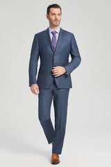 Three Flap Pockets Navy Blue Two Buttons Superior Mens Suits for Formal-Ballbella