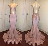 Trendy Pink Beads Spaghetti Strap Prom Party Gowns| Mermaid Prom Party Gowns. Free shipping,  high quality,  fast delivery,  made to order dress. Discount price. Affordable price. Shop Ballbella Official.