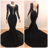 This beautiful Unique Scoop Long Sleevess Backless Appliques Tulle Mermaid Prom Dresses will make your guests say wow. The Jewel bodice is thoughtfully lined,  and the Floor-length skirt with Appliques to provide the airy,  flatter look of Tulle.