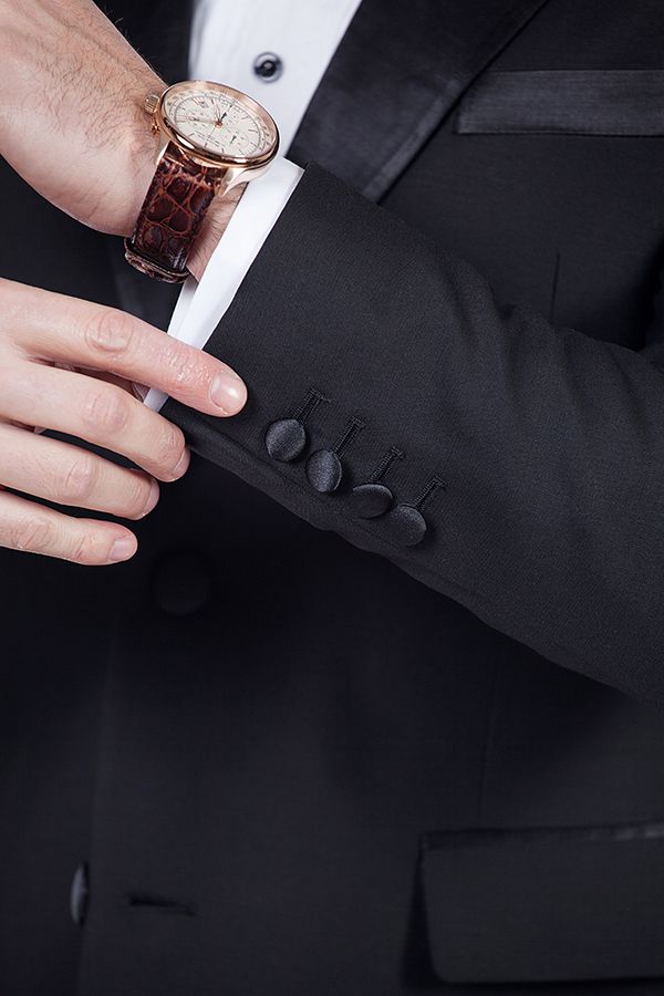 Unique Silk Peak Lapel Two Buttons Solid Black Wedding Suits for Men-Ballbella
