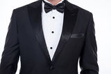 Unique Silk Peak Lapel Two Buttons Solid Black Wedding Suits for Men-Ballbella