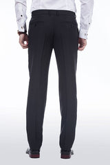 Unique Silk Peak Lapel Two Buttons Solid Black Wedding Suits for Men-Ballbella
