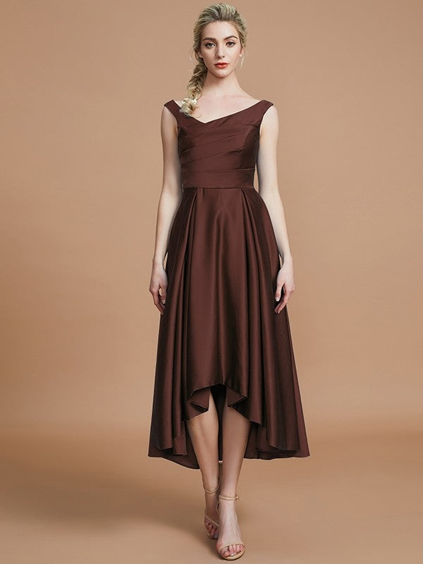 brown satin asymmetrical dress Cressida Satin Asymmetric Dress