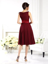 V-Neck Elegant Sleeveless Short Chiffon Bridesmaid Dresses-Ballbella