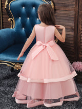 flower girl dresses V Neck Polyester Cotton Sleeveless Ankle Length Princess Silhouette Embroidered Kids Party Dresses