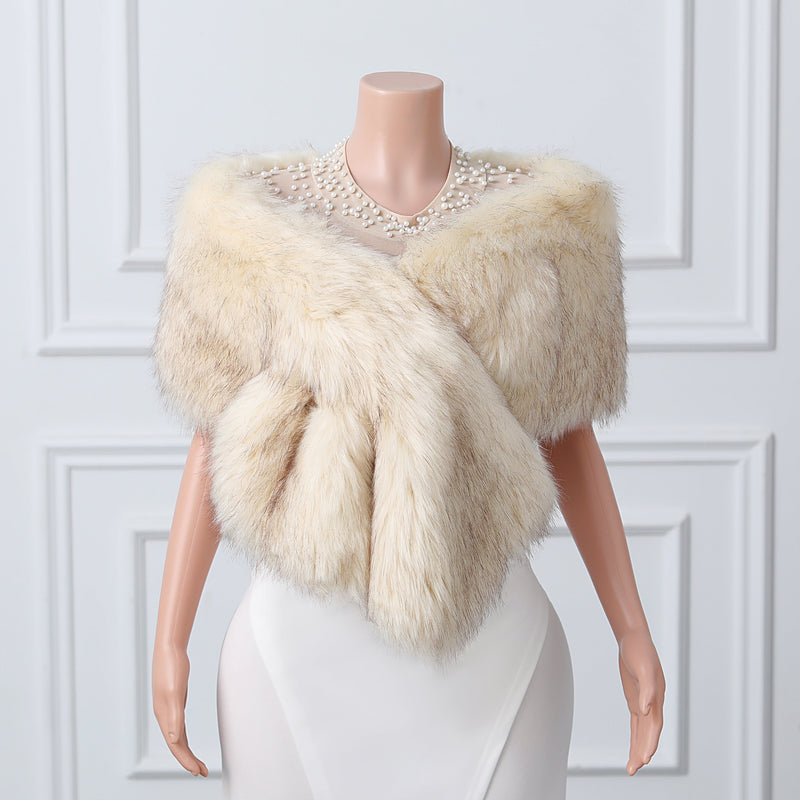 V-Neck Rectangular Scarf Shawl Winter Wedding Wraps, One Size / White V-Neck Rectangular Scarf Shawl Winter Wedding Wraps, One Size / White