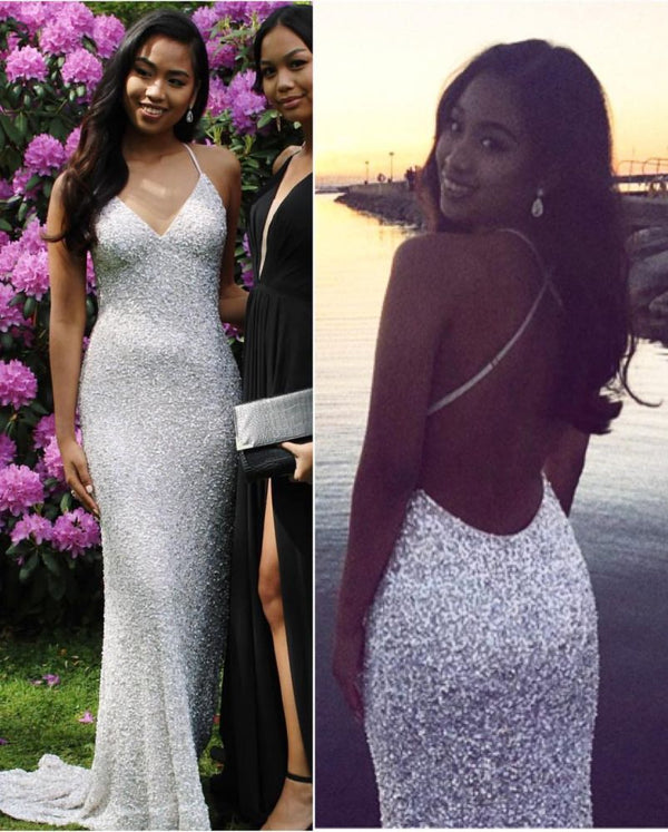 Ballbella offers beautiful V-neck Sequined Mermaid Evening Dresses Halter Chic Party Gowns to fit your style,  body type &Elegant sense. Check out  selection and find the Mermaid Prom Party Gowns of your dreams!