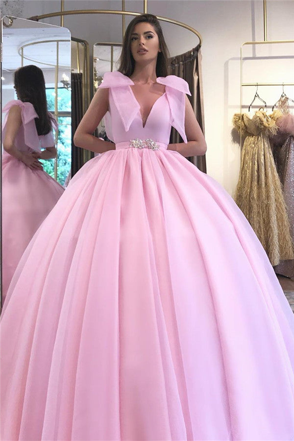 Ballbella offers beautiful V-neck Sleeveless Belt Ball Gown Dresses Floor Length Formal Dresses to fit your style,  body type &Elegant sense. Check out  selection and find the Ball Gown Prom Party Gowns of your dreams!