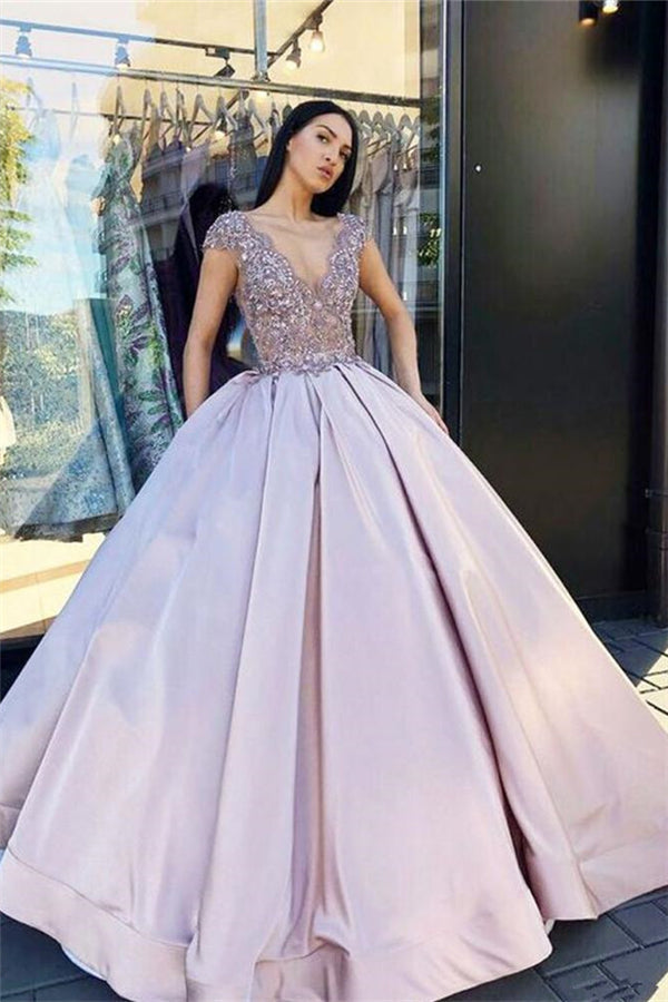 Ballbella offers V-neck Sleeveless Crystal Beading Ball-Gown Prom Dresses at a cheap price from Ball Gown Floor-length hem. Gorgeous yet affordable Sleeveless Prom Dresses, Evening Dresses.