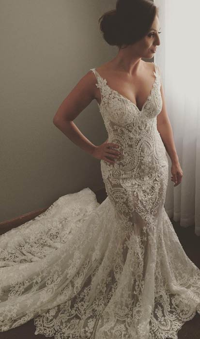 Ballbella custom made this lace Bridal Gowns online, we sell dresses online all over the world. Also, extra discount are offered to our customs. We will try our best to satisfy everyoneone and make the dress fit you well.