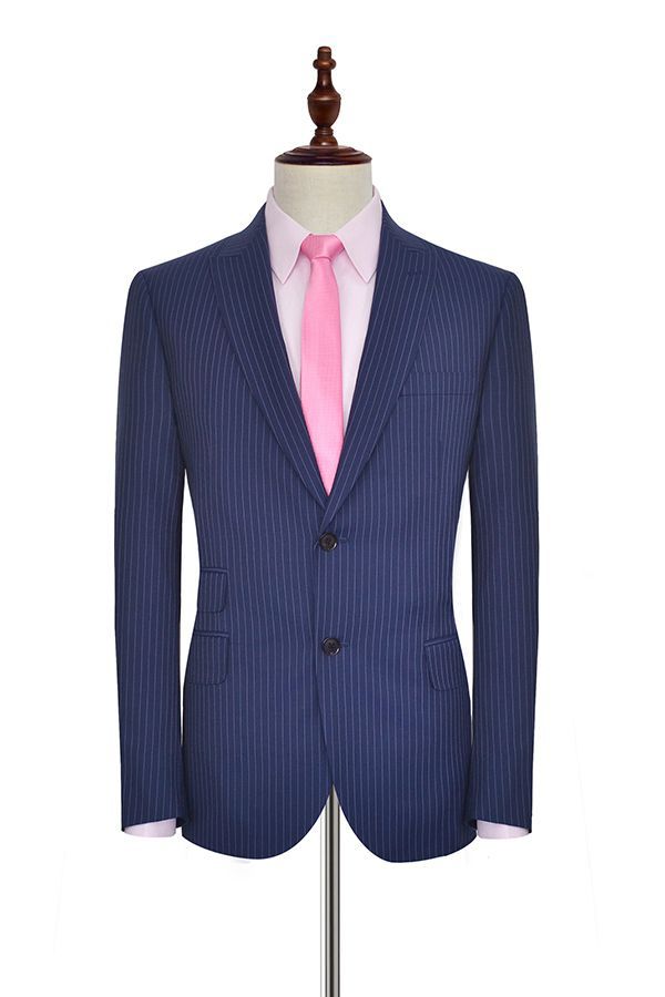Ballbella has various Custom design mens suits for prom, wedding or business. Shop this Vertical Stripes Peak Lapel Mens Suits for Business, Two Buttons Navy Blue Suits for Men with free shipping and rush delivery. Special offers are offered to this Dark Navy Single Breasted Peaked Lapel Two-piece mens suits.