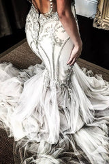 Vintage Appliques Mermaid Wedding Dresses Off the Shoulder Long Sleevess Bridal Gowns-Ballbella