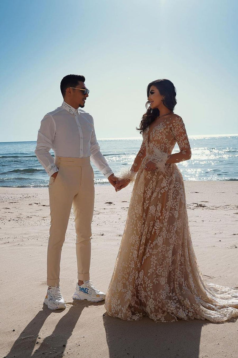 Vintage Long Sleeve Lace Wedding Dress Mermaid Tulle Bridal Gowns Vintage Long Sleeve Lace Wedding Dress Mermaid Tulle Bridal Gowns