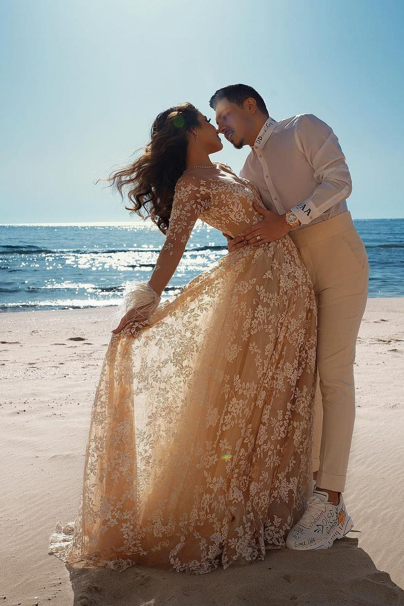 Vintage Long Sleeve Lace Wedding Dress Mermaid Tulle Bridal Gowns Vintage Long Sleeve Lace Wedding Dress Mermaid Tulle Bridal Gowns