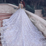 Ballbella offers Vintage Luxurious Muslim Crystal Beading Cathedral-Train Sheer Lace Wedding Dress at factory price ,all made in high quality.