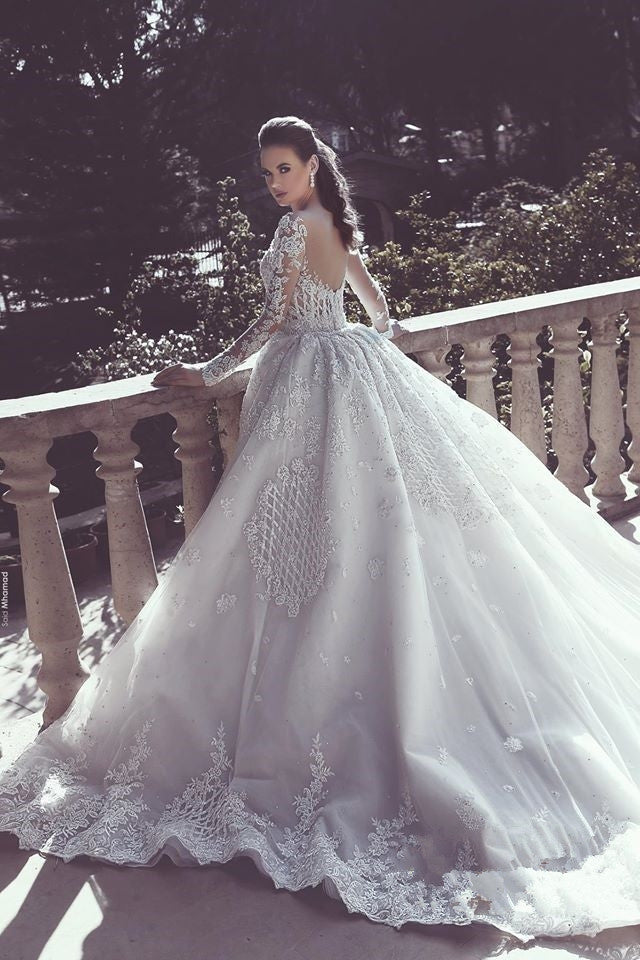 Vintage Mermaid Overskirts Long Lace Wedding Dresses-Ballbella