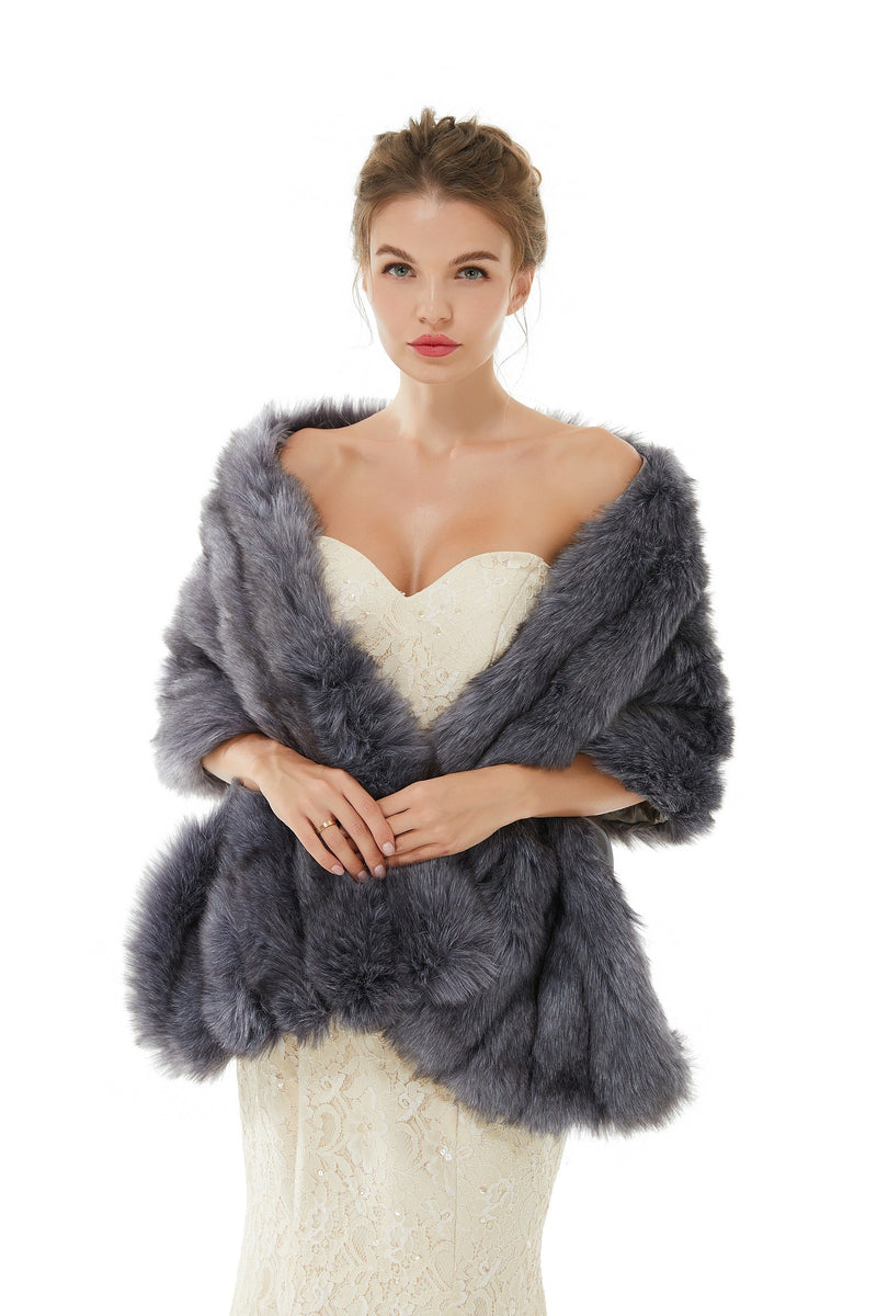 Wedding Faux Fur Wrap Winter Shawl Scarves-Ballbella