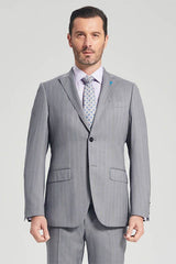 This Well-cut Stripes Grey Suits, Two Buttons Peak Lapel Business Mens Suits at Ballbella comes in all sizes for prom, wedding and business. Shop an amazing selection of Peaked Lapel Single Breasted Silver mens suits in cheap price.