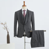 Well-fitted Dark Gray Three-pieces slim fit wedding suit for Marriage-Ballbella
