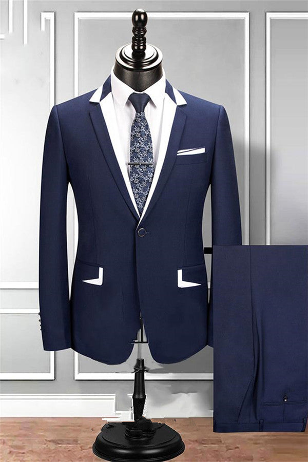 Ballbella made this Weston Navy Blue Notched Lapel Two-pieces Tuxedo, Mens' Suis for Groomsman with rush order service. Discover the design of this Navy Solid Notched Lapel Single Breasted mens suits cheap for prom, wedding or formal business occasion.