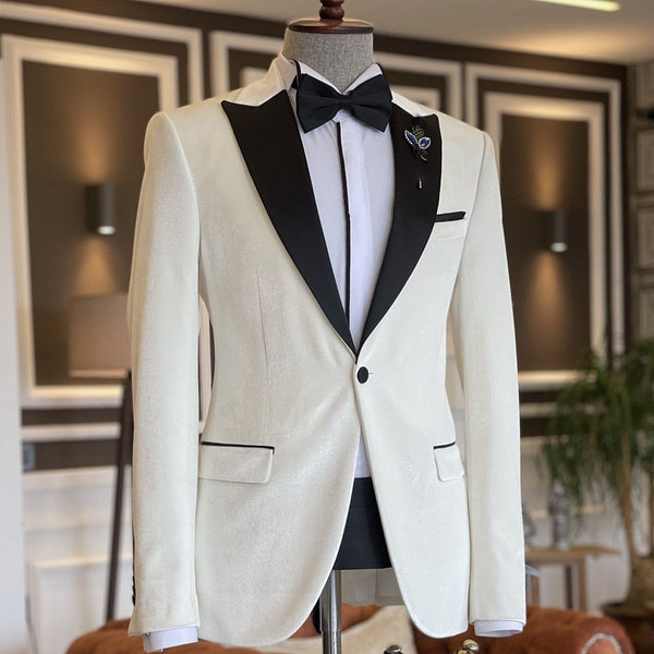 White 2 Pieces Peaked Lapel Prom Suits For Men-Ballbella
