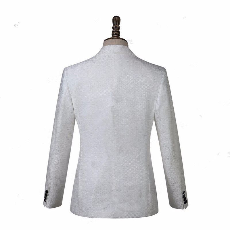 Ballbella is your ultimate source for White Jacquard Knitted Button Fashion Wedding Suit. Our White Shawl Lapel wedding groomsmen suits come in Bespoke styles &amp; colors with high quality and free shipping.