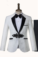 Ballbella is your ultimate source for White Jacquard Knitted Button Fashion Wedding Suit. Our White Shawl Lapel wedding groomsmen suits come in Bespoke styles &amp; colors with high quality and free shipping.
