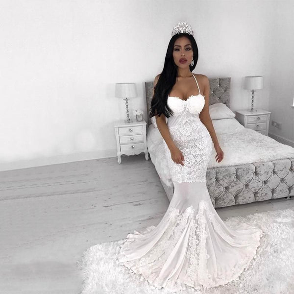 Ballbella offers White Lace Appliques Spaghetti Strap Wedding Dress latest Bridal Gown at a good price ,all made in high quality. Extra coupon to save a heap.