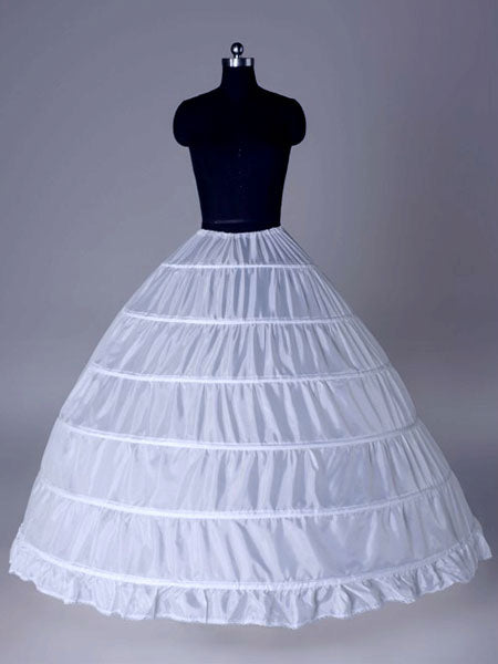 White Long White Full Gown 6 Hoop Bridal Crinoline Slip Wedding Petticoat-Ballbella