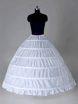 White Long White Full Gown 6 Hoop Bridal Crinoline Slip Wedding Petticoat-Ballbella