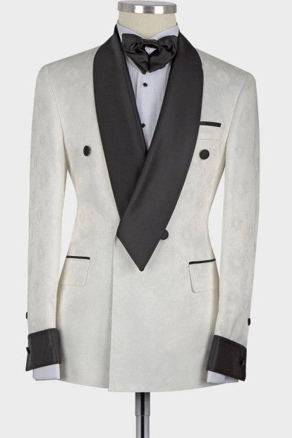 Looking for the best collection of White Shawl Lapel Double Breasted Fashion Slim Fit Wedding Groom Suit with affordable price Shop White Shawl Lapel Men blazers at Ballbella with free shipping available.