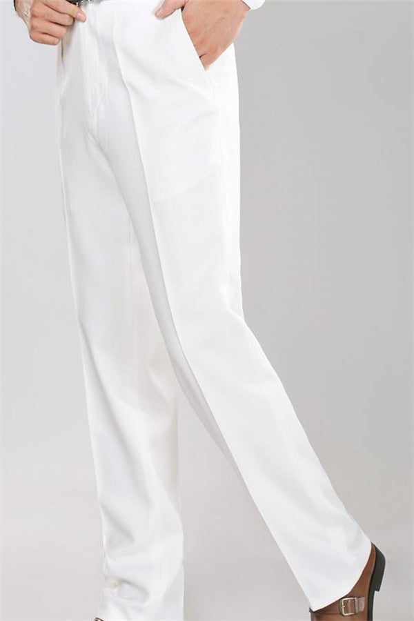 White Shawl Lapel Jacquard Groom Suits Decent Slim Fit Tuxedos for Marriage Two-pieces-Ballbella