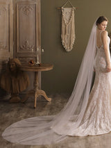White Waterfall Wedding Veils One-Tier Tulle Bridal Veil-Ballbella