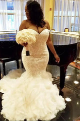 Wholesale Sweetheart Fit and Flare Lace Wedding Dresses TieScarlet Ruffless Tulle Bridal Dress with Court Train-Ballbella