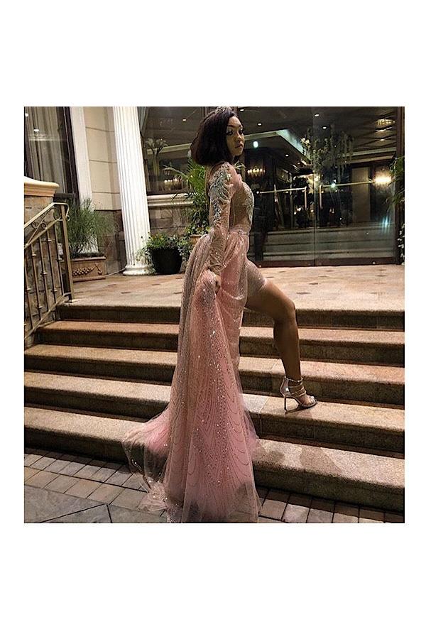 Women's High Collar Chic Long Sleeves Sequins Maxi Evening Party Dress Women's High Collar Chic Long Sleeves Sequins Maxi Evening Party Dress