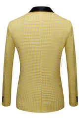 Yellow Dot Shawl Lapel Wedding Groom Suits for Sale-Ballbella
