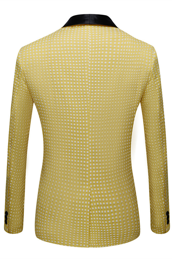 Yellow Dot Shawl Lapel Wedding Groom Suits for Sale-Ballbella