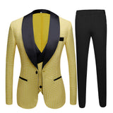 Yellow Dot Shawl Lapel Wedding Groom Suits for Sale-Ballbella