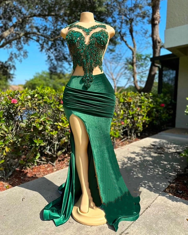 Dark Green Sweetheart Lace Mermaid Prom Dresses