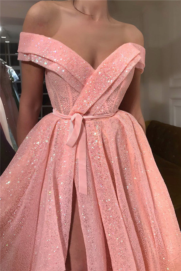Take a look at Charming Sequins Off-the-Shoulder Sweetheart Prom Party Gowns| Chic Sleeveless Front Slit Long Prom Party Gowns at Ballbella,  you will be surprised by the delicate design and service. Extra free coupons, come and get today.