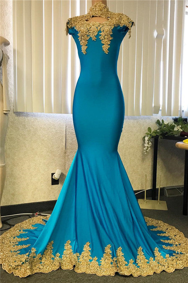 Ballbella has the hottest styles like Cheap High Neck Mermaid Gold Lace Prom Dresses with Chic Keyhole for your besties in a wide range of colors On Sale. Get 10% off your first order!