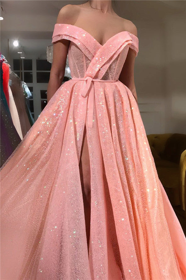 Take a look at Charming Sequins Off-the-Shoulder Sweetheart Prom Party Gowns| Chic Sleeveless Front Slit Long Prom Party Gowns at Ballbella,  you will be surprised by the delicate design and service. Extra free coupons, come and get today.