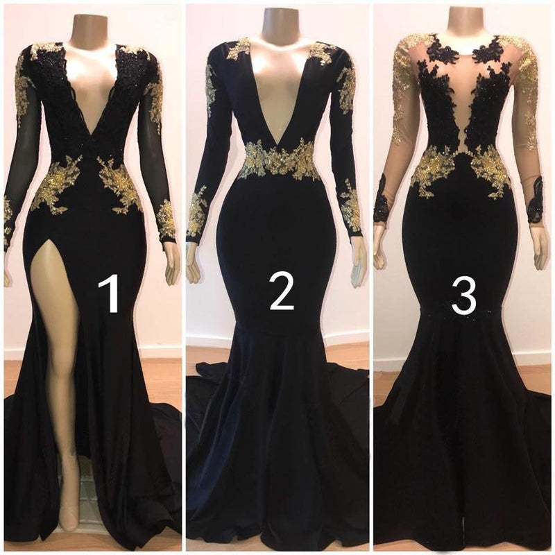 This beautiful Beautiful V-Neck Long Sleevess Appliques Mermaid Floor-Length Prom Dresses will make your guests say wow. The V-neck bodice is thoughtfully lined,  and the Floor-length skirt with Appliques to provide the airy,  flatter look.