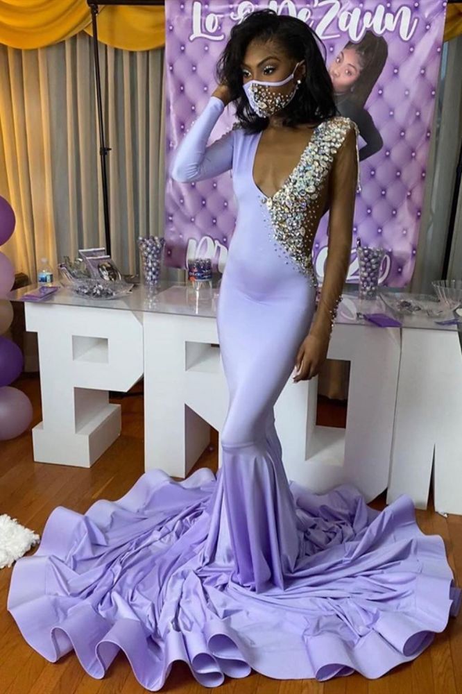 Ballbella offers One Shoulder Slim Mermaid Prom Party GownsDeep V-neck Appliques Evening dress at a good price from Stretch Satin to Mermaid Floor-length hem. Gorgeous yet affordable Prom Dresses, Evening Dresses.