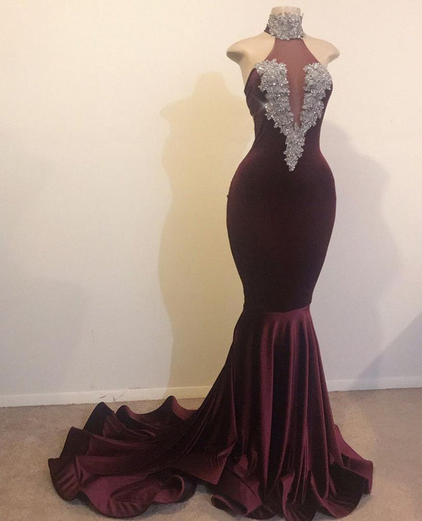 Ballbella has the hottest styles like Mermaid Open Back Chic High Neck Silver Beads Appliques Prom Party Gowns for your besties in a wide range of colors On Sale. Get 10% off your first order!