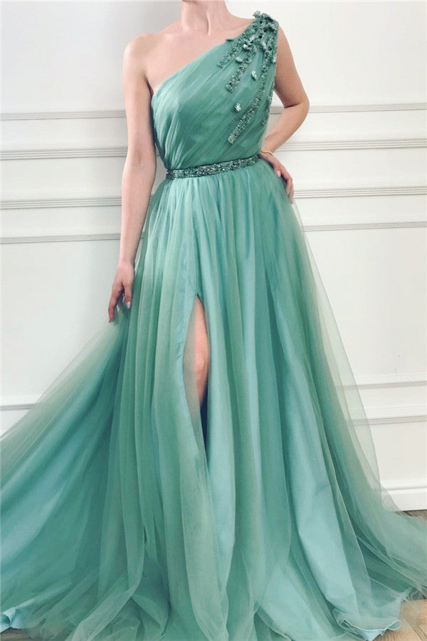 Take a look at Gorgeous Front Slit Long Prom Party Gowns with Beading Sash at Ballbella,  you will be surprised by the delicate design and service. Extra free coupons,  come and get today.