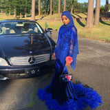 Ballbella offers Royal Blue Sequined Mermaid Evening Gown Sweep Train at a good price from Stretch Satin, Velvet to Mermaid Floor-length hem. Gorgeous yet affordable Long Sleevess Prom Dresses, Evening Dresses.